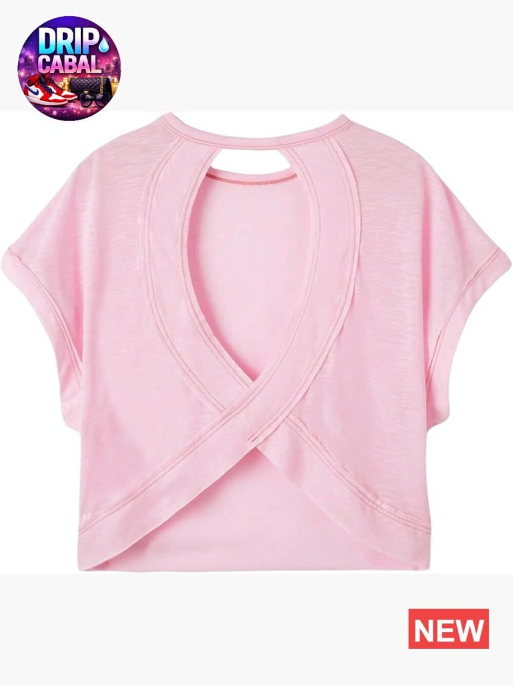 Women's Open Back T-Shirt with Cutout Criss Cross Short Sleeve Oversized